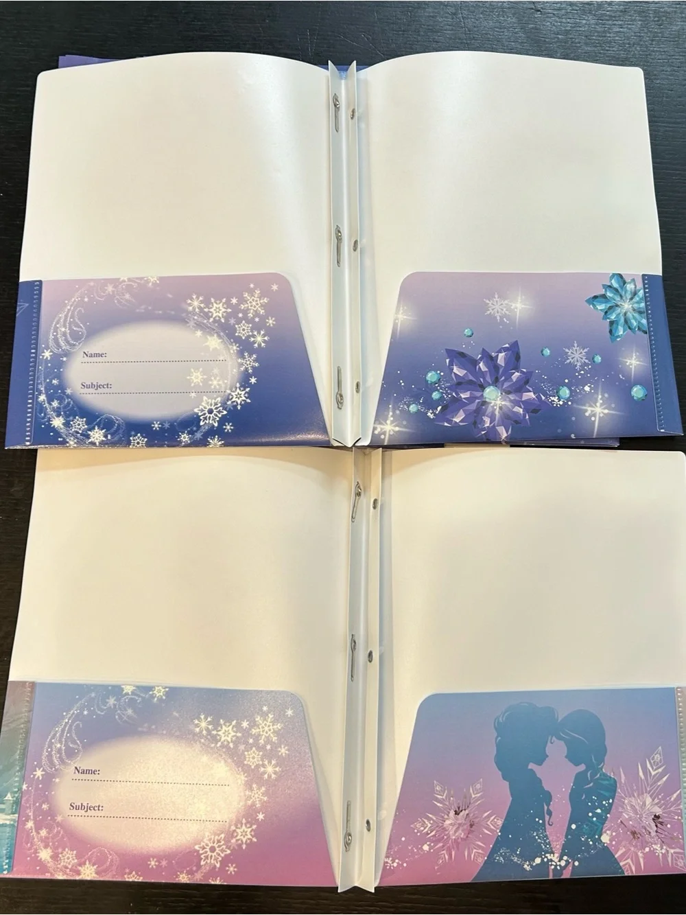 Frozen-Themed Purple and White Plastic Two Pocket Folders Anna and Elsa